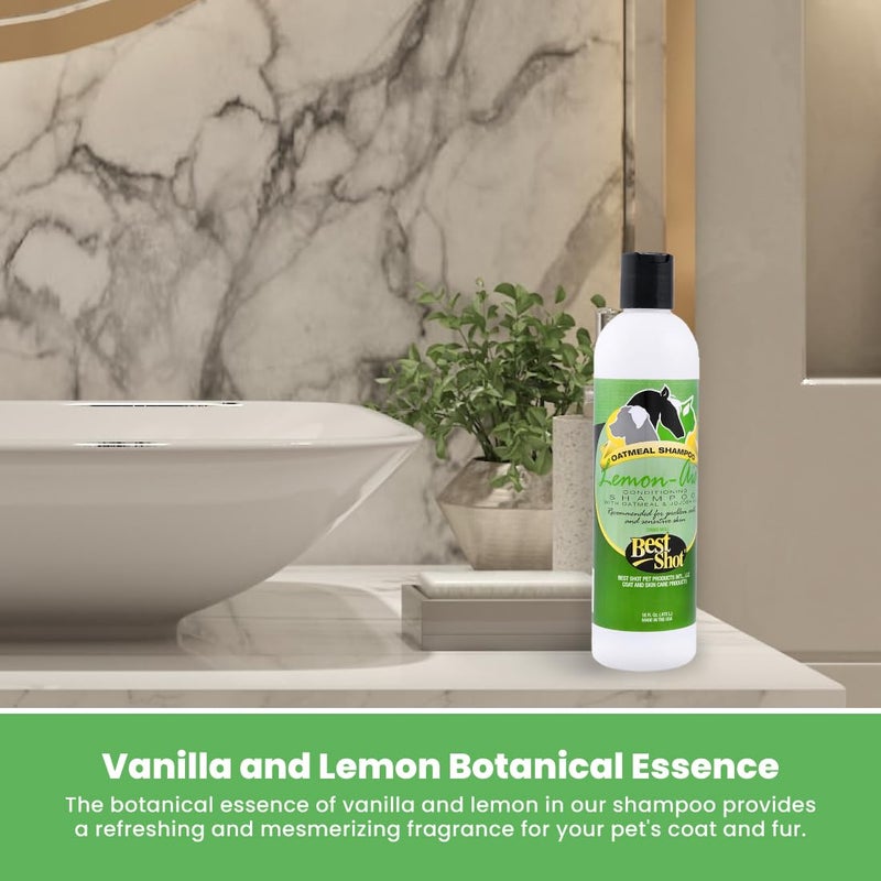 Best Shot Lemon-Aid Oatmeal Wash, Pet Shampoo for Dogs, Cats, and Horses, Ideal Pet Grooming Supplies, 16 Oz. - Image 5